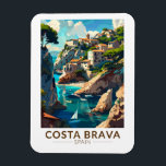 Costa Brava Spanje Catalonië Reizen Kunst Vintage Magneet<br><div class="desc">Costa Brava retro vector reisontwerp. De Costa Brava is een kustregio van Catalonië in het noordoosten van Spanje.</div>