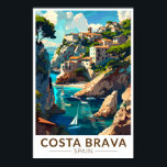 Costa Brava Spanje Catalonië Reizen Kunst Vintage Poster<br><div class="desc">Costa Brava retro vector reisontwerp. De Costa Brava is een kustregio van Catalonië in het noordoosten van Spanje.</div>