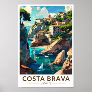 Costa Brava Spanje Catalonië Reizen Kunst Vintage Poster
