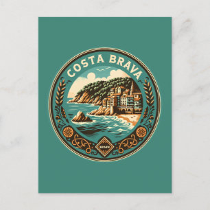 Costa Brava Spanje Reizen Art Badge Briefkaart