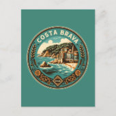 Costa Brava Spanje Reizen Art Badge Briefkaart (Voorkant)