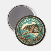 Costa Brava Spanje Reizen Art Badge Magneet (Voorkant / Achterkant)