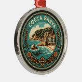 Costa Brava Spanje Reizen Art Badge Metalen Ornament (Rechts)