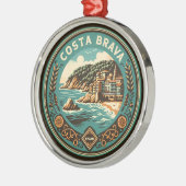 Costa Brava Spanje Reizen Art Badge Metalen Ornament (Links)