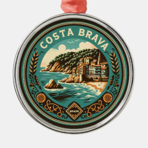 Costa Brava Spanje Reizen Art Badge Metalen Ornament