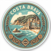 Costa Brava Spanje Reizen Art Badge Sticker (Voorkant)