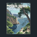 Costa Brava Spanje Reizen Kunst Vintage Briefkaart<br><div class="desc">Costa Brava retro vector reisontwerp. De Costa Brava is een kustregio van Catalonië in het noordoosten van Spanje.</div>