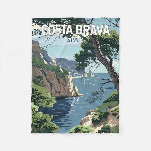 Costa Brava Spanje Reizen Kunst Vintage Fleece Deken (Voorkant)