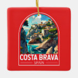 Costa Brava Spanje Reizen Kunst Vintage Keramisch Ornament<br><div class="desc">Costa Brava retro vector reisontwerp. De Costa Brava is een kustregio van Catalonië in het noordoosten van Spanje.</div>