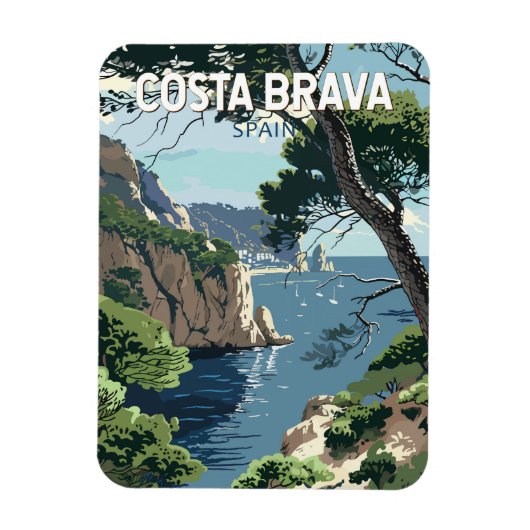 Costa Brava Spanje Reizen Kunst Vintage Magneet (Verticaal)