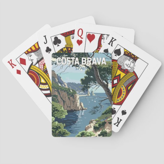 Costa Brava Spanje Reizen Kunst Vintage Pokerkaarten (Achterkant)