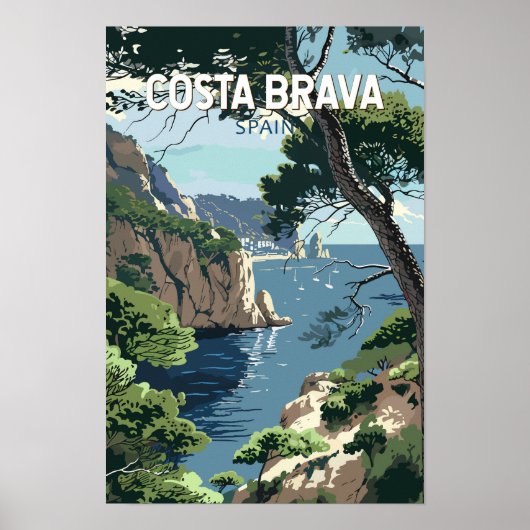 Costa Brava Spanje Reizen Kunst Vintage Poster (Voorkant)
