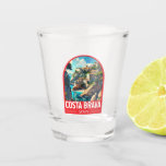 Costa Brava Spanje Reizen Kunst Vintage Shot Glas<br><div class="desc">Costa Brava retro vector reisontwerp. De Costa Brava is een kustregio van Catalonië in het noordoosten van Spanje.</div>