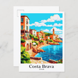 Costa Brava Spanje Vintage reisillustratie Briefkaart