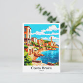Costa Brava Spanje Vintage reisillustratie Briefkaart (Staand voorkant)