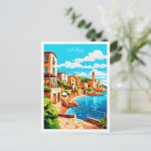 Costa Brava Spanje vintage reisillustratie Briefkaart (Staand voorkant)