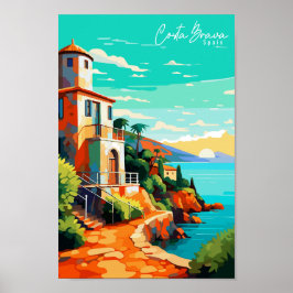 Costa Brava Spanje vintage reisillustratie Poster