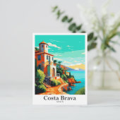 Costa Brava Spanje Vintage reisportret Briefkaart (Staand voorkant)