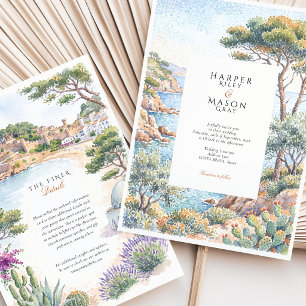 Costa Brava Spanje Watercolor Bestemming Huwelijk Kaart