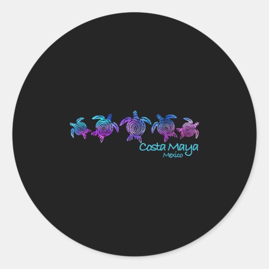 Costa Maya Beach Design _ Tribal Turtle Gift Ronde Sticker (Voorkant)