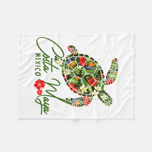 Costa Maya Mexico Sea Turtle Tropical Hibiscus Vac Fleece Deken (Voorkant (Horizontaal))
