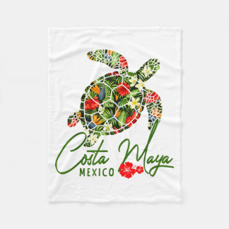 Costa Maya Mexico Sea Turtle Tropical Hibiscus Vac Fleece Deken