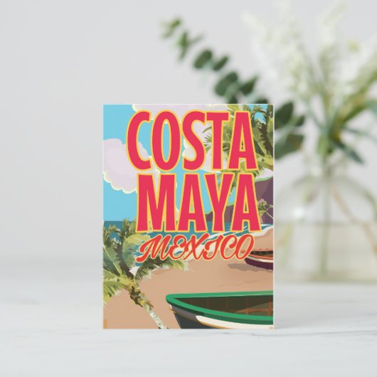 Costa Maya Mexico strand poster Briefkaart (Staand voorkant)