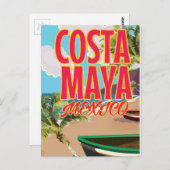 Costa Maya Mexico strand poster Briefkaart (Voorkant / Achterkant)