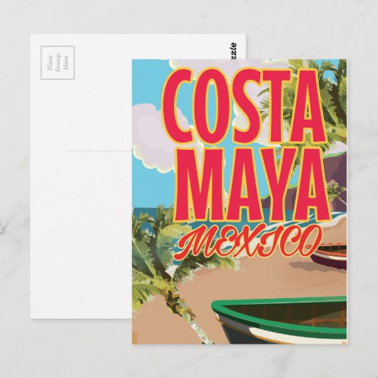Costa Maya Mexico strand poster Briefkaart (Voorkant / Achterkant)