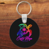Costa Maya Mexico Tie Dye Sea Turtle Hibiscus Beac Sleutelhanger (Voorkant)