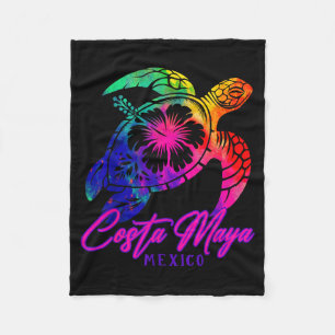 Costa Maya Mexico Tie Dye Zeeschildpad Hibiscus St Fleece Deken