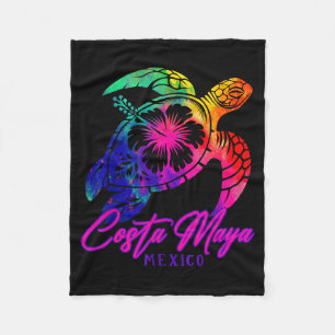 Costa Maya Mexico Tie Dye Zeeschildpad Hibiscus St Fleece Deken