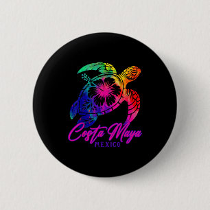 Costa Maya Mexico Tie Dye Zeeschildpad Hibiscus St Ronde Button 5,7 Cm