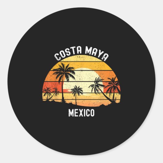Costa Maya Mexico Vacation Souvenir Sunset Beach Ronde Sticker (Voorkant)