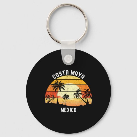 Costa Maya Mexico Vacation Souvenir Sunset Beach Sleutelhanger (Voorkant)
