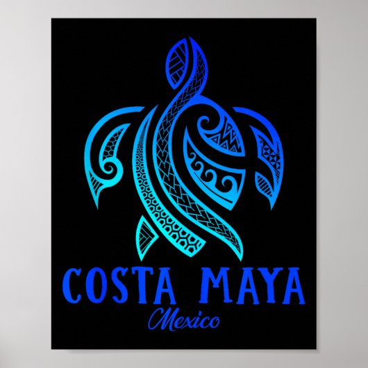 Costa Maya Mexico Zeeschildpad Tie Dye Hibiscus St Poster (Voorkant)