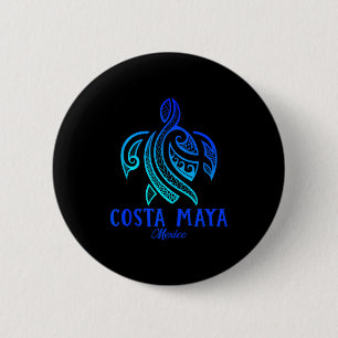 Costa Maya Mexico Zeeschildpad Tie Dye Hibiscus St Ronde Button 5,7 Cm