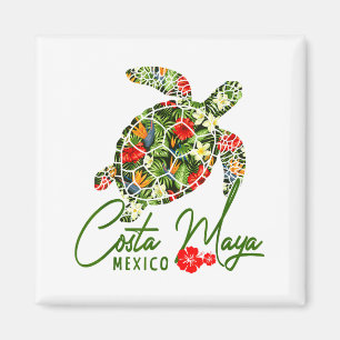 Costa Maya Mexico Zeeschildpad Trocal Hibiscus Vak Magneet