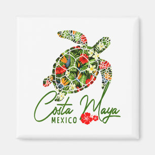 Costa Maya Mexico Zeeschildpad Tropische Hibiscus  Magneet
