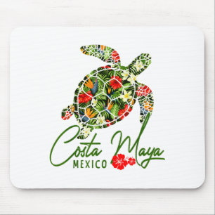 Costa Maya Mexico Zeeschildpad Tropische Hibiscus Muismat
