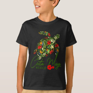 Costa Maya Mexico Zeeschildpad Tropische Hibiscus T-shirt