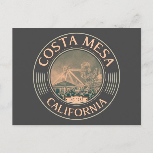 COSTA MESA ORANJE CALIFORNIA - STAD COSTA MESA BRIEFKAART (Voorkant)