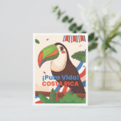 Costa Rica Art Vintage Travel Illustratie Briefkaart (Staand voorkant)