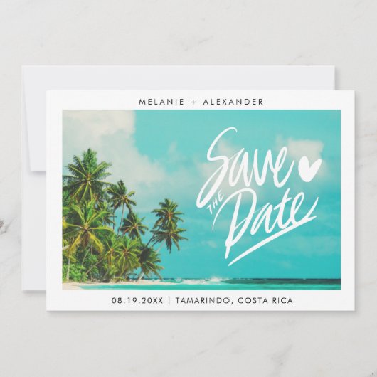 Costa Rica Beach Destination Wedding Save the Date (Voorkant)