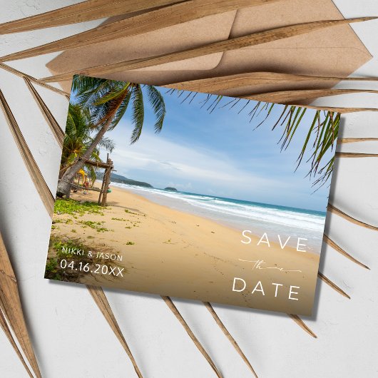 Costa Rica Beach Destination Wedding Save the Date Aankondigingskaart