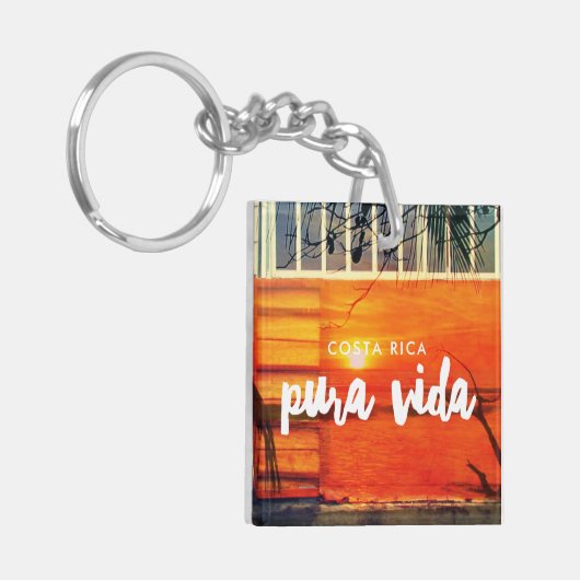 Costa Rica Beach Pura Vida Souvenir Sleutelhanger (Voorkant Links)