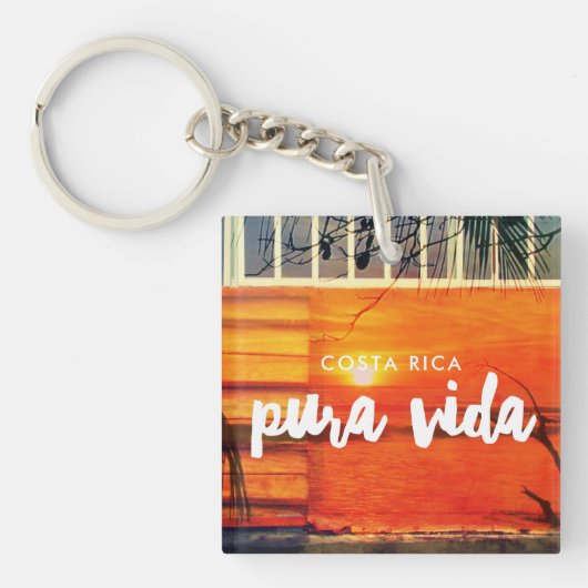 Costa Rica Beach Pura Vida Souvenir Sleutelhanger (Voorkant)