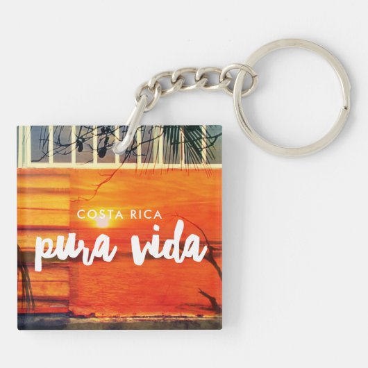 Costa Rica Beach Pura Vida Souvenir Sleutelhanger (Achterkant)