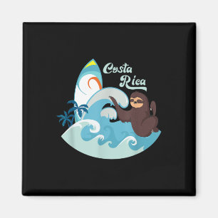 Costa Rica Beach Vacation Surf Sloth Souvenir Magneet