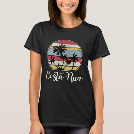 Costa Rica Beach Vacation Trip Tropical Retro T-shirt (Voorkant)